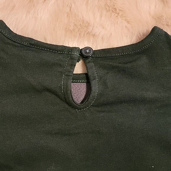 JANIE AND JACK FOREST GREEN LONG-SLEEVE TOP WITH GOLD TRIM, SIZE 6-12 MOS. - NEW - Picture 8 of 8